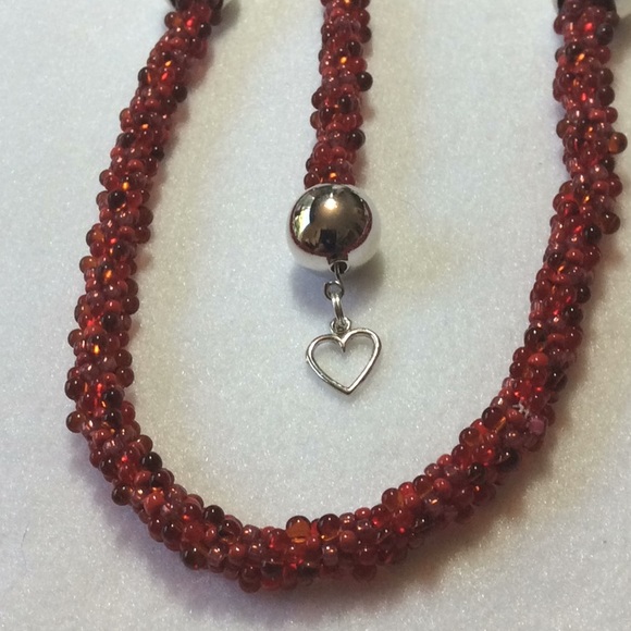 FINAL SALE PRICE Hand Woven Shades of Red 3 Pc. Jewelry Set - Picture 3 of 5